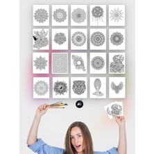 Uravas Store 20'li Mandala Boyama Kartları, Yetişkinler Için Mandala, Büyükler Için Boyama Seti, Sanatsal Hediye