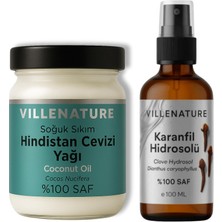 Uravas Store Cilt ve Saç Bakım Seti, Karanfil Hidrosolü 100 ml ve Soğuk Sıkım Hindistan Cevizi Yağı 210 Ml, %100 Saf ve Doğal, Nemlendirici ve Besleyici
