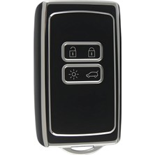 Uravas Store Autohan Keys Lüx Renault Anahtar Kılıfı, Clio E-Tech, Austral, Megane 4, Talisman, Clio 5 Uyumlu, Siyah-Gümüş