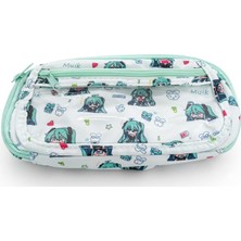 Uravas Store Netavantaj Kawaii Anime Miku Tasarımlı Kalem Kutusu, Fermuarlı, 2 Bölmeli, 23X8X3.5 cm