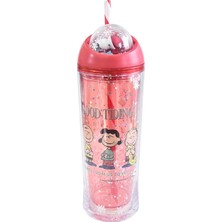 Uravas Store Snoopy Lisanslı Dönen Toplu Şişe Koleksiyonu Pipetli Yılbaşı Şişesi