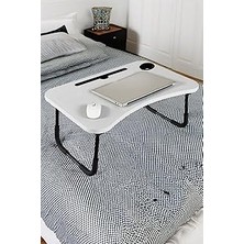 Uravas Store Taşınabilir Katlanır Koltuk Yatak Üstü Laptop Tablet Çalışma Masası ve Kahvaltı Sehpası Beyaz