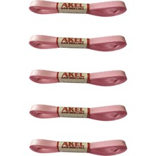 Akel Dar Dokuma Toz Pembe Saten Kurdele - 1 Cm. x 10 Metre - 5 Adet