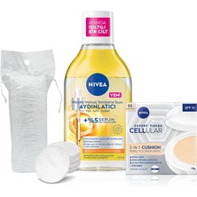 Uravas Store Micellar Makyaj Temizleme Suyu 400ML ve Cellular Expert Cushion Yüz Güneş Krem,orta Ton,pamuk Hediye