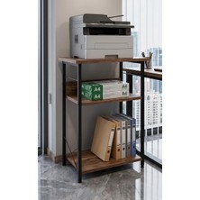 Uravas Store Yazıcı Sehpası 3 Katlı Çok Amaçlı Raf Metal Ayaklı Printer Stand Ofis Ev Düzenleyici Kahverengi
