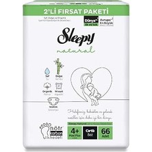 Uravas Store Sleepy Natural 2'li Fırsat Paketi Bebek Bezi 4+ Numara Maxi Plus 66 Adet