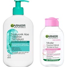 Uravas Store Garnier Hyaluronik Aloe Nemlendiren ve Yatıştıran Temizleyici 250 ml & Micellar Kusursuz Makyaj Temizleme Suyu (100 Ml) Cilt Bakım Seti