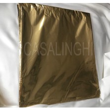 Uravas Store Casalınghı Gold Tek Renk Metalize Hediye Poşeti Bantlı 30X35 cm 100'LÜ Altın
