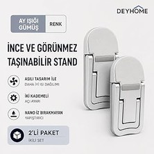 Uravas Store Taşınabilir Laptop Standı, Gümüş, Nano Yapışkanlı, Isı Dağıtıcı, 2 Kademeli Açı Ayarlı, 2'li Set