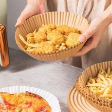 Hace Bazaar 50 Adet Air Fryer Pişirme Kağıdı Tek Kullanımlık Yağ Geçirmez Yuvarlak Tabak Model Pvc (4887)