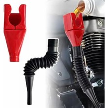 Uravas Store Katlanabilir Plastik Motor Yağ Hunisi, Esnek Hortumlu, Araba ve Motorsikletler Için, Kırmızı ve Siyah
