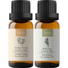 Uravas Store Boco Born In Cosmetics 2'li Avantajlı Paket Saç Bakımı, Hızlı Uzayan Parlak Saçlar Için Ylang-Ylang ve Biberiye Saf Aromaterapi Uçucu Yağı/20 ml