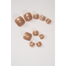 Uravas Store Pop Beauty Ayak Takma Tırnak Seti & Zararsız Yapıştırıcı Bronz