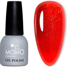 Uravas Store Momo Professional Kalıcı Oje S033 Altın Simli Alev Kırmızı 14 ml