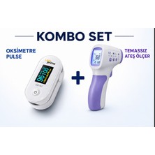 Lab Prime Oksimetre Pulse Ox-97 + Temassız Ateş Ölçer Kombo Set | Spo₂, Nabız ve Ateş Ölçüm Cihazı