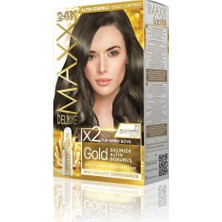 Uravas Store Maxx Deluxe Gold Serisi 24K Altın Parçacıklı Serum ile 1 Kutu 2 x 50 ml ve Geliştiriciler Saç Boyası (Küllü Kumral 7.1)