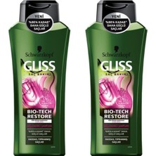 Uravas Store Schwarzkopf Gliss Bio-Tech Restore Saç Güçlendirici Şampuan, 360 Ml, 2'li Set, Hassas Yıpranmış Saçlar