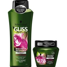 Uravas Store Gliss Bio-Tech Restore Şampuan 525 ml + Saç Bakım Maskesi 300 ml Seti