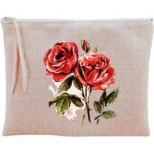 Uravas Store Gül Baskılı Makyaj Çantası Bej, LH90723642094123123