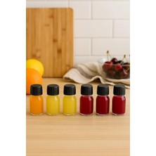 Uravas Store 6 Adet 30 ml Kilitli Siyah Kapaklı Şeffaf Detox Shot Şişesi 30 cc Ginger Şat Beyaz Cam Şişe