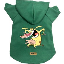 Uravas Store Monopetz Kapişonlu Polar Sweatshirt Köpek ve Kedi Kıyafeti & Elbisesi Yeşil Inek Xs