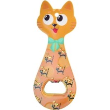 Uravas Store Miyav Kedi Mıknatıslı Şişe Kapak Açacağı, Kedili Açacak Buzdolabı Magnet Turuncu, 5.5X14 Cm, Seramik Kaplama