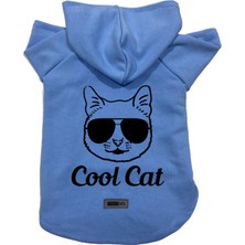 Uravas Store Monopetz Kapişonlu Polar Sweatshirt Köpek ve Kedi Kıyafeti & Elbisesi Mavi Cool Cat M
