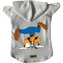 Uravas Store Kapişonlu Polar Sweatshirt Köpek ve Kedi Kıyafeti & Elbisesi Beyaz Goofy M