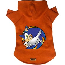 Uravas Store Kapişonlu Polar Sweatshirt Köpek ve Kedi Kıyafeti & Elbisesi Turuncu Sonic Xl