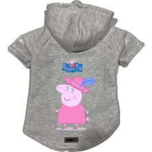 Uravas Store Kapişonlu Polar Sweatshirt Köpek ve Kedi Kıyafeti & Elbisesi Gri Peppa Pig Xl