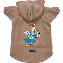 Uravas Store Monopetz Kapişonlu Polar Sweatshirt Köpek ve Kedi Kıyafeti & Elbisesi Bej Palyaço S