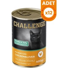 Uravas Store Challenge Tavuklu Ciğerli Yetişkin Konserve Kedi Maması 12 Adet 400 gr