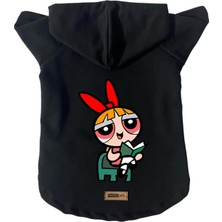 Uravas Store Kapişonlu Polar Sweatshirt Köpek ve Kedi Kıyafeti & Elbisesi Siyah Blossom L
