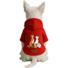 Uravas Store Monopetz Baskılı Içi Polarlı Köpek ve Kedi Kıyafeti & Elbisesi - Kırmızı Renk Kapüşonlu Hoodie B7112, S