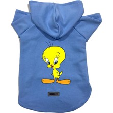 Uravas Store Kapişonlu Polar Sweatshirt Köpek ve Kedi Kıyafeti & Elbisesi Mavi Yeni Tweety Xs