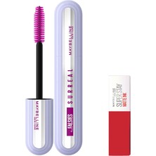 Uravas Store Maybelline New York Falsies Surreal Maskara & Mini Super Stay Matte Ink Likit Mat Ruj 20 Pioneer Makyaj Seti