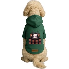 Uravas Store Baskılı Içi Polarlı Köpek ve Kedi Kıyafeti & Elbisesi - Yeşil Renk Kapüşonlu Hoodie B8C32, 4xl