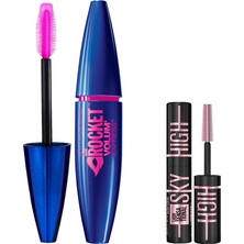 Uravas Store Maybelline New York Volum' Express Rocket Ekstra Siyah Maskara & Mini Lash Sensational Sky High Cosmic Black Maskara Makyaj Seti