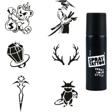Uravas Store Savaşçı ve Hazine Spray Tattoo Geçici Dövme Yapma Seti Sprey Dövme Kiti