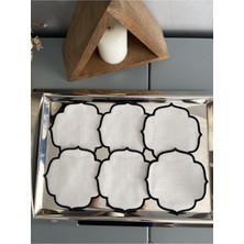 Uravas Store Linda Mia Home Kokteyl Peçete 6’lı Takım Siyah (Beyaz)