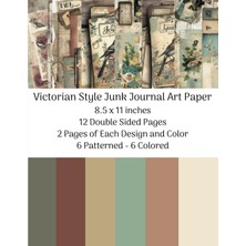 Uravas Store Independently Published Victorian Style Junk Journal Art Paper: 8.5 x 11 Inches 12 Double Sided Pages 2 Pages Of Each Design And Color 6 Patterned - 6 Colored