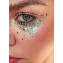 Uravas Store Jel Form Makyaj Simleri Glitter Işıltılı Yüz Makyajı Mavi, 72528528859