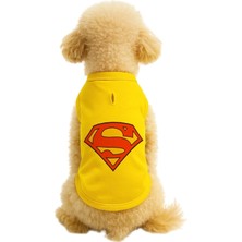 Uravas Store Kedi ve Köpek Kıyafeti & Elbisesi Sarı Superman Atlet S