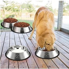 Uravas Store Duffa Paslanmaz Çelik Kedi Mama ve Su Kabı, Köpek Çelik Mama Kabı, Kaymaz Lastikli Taban, Dayanıklı Besleme Tası, Kolay Temizlenebilir, 16 OZ/500 ml (2 Adet) (2 Adet 22 Cm)