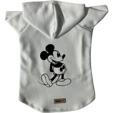 Uravas Store Kapişonlu Sweatshirt Köpek ve Kedi Kıyafeti & Elbisesi - Beyaz Mickey L Beden