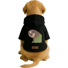Uravas Store Baskılı Içi Polarlı Köpek ve Kedi Kıyafeti & Elbisesi - Siyah Renk Kapüşonlu Hoodie B2065, S