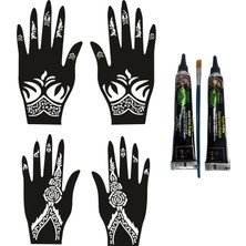 Uravas Store Çiçek Desenleri El Üstü Hint Kınasıyla Geçici Dövme Yapma Seti Siyah Renk