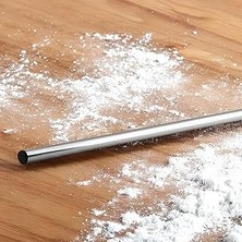 Uravas Store Alüminyum Silindir Yuvarlak Metal Oklava Tekli 49 cm Mutfak Börek Hamur Un Yufka Açma Krom Renk