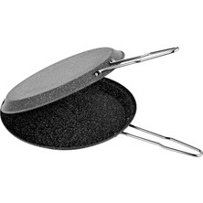 Uravas Store Oms Çift Taraflı Yuvarlak Granit Balık Tavası 32 cm - Siyah