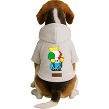 Uravas Store Baskılı Içi Polarlı Köpek ve Kedi Kıyafeti & Elbisesi - Beyaz Renk Kapüşonlu Hoodie B17F0, S
